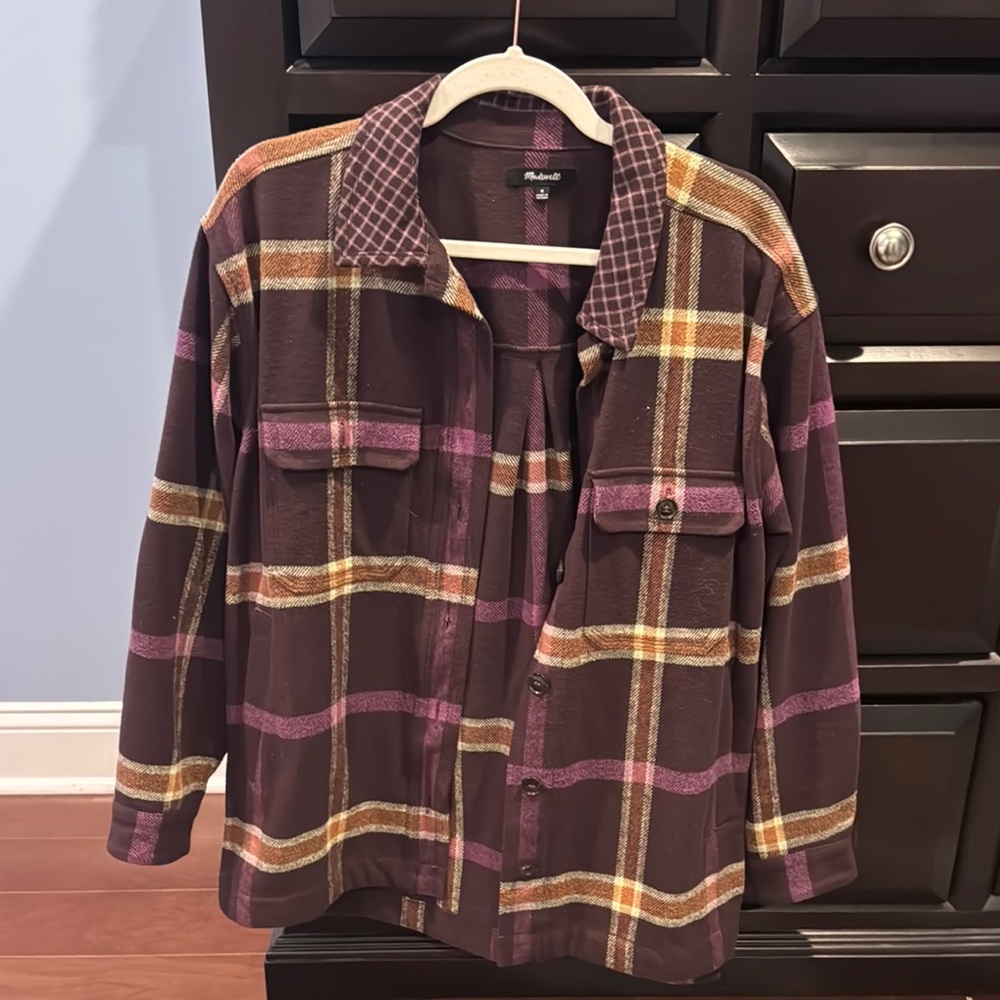 Madewell Plaid Button-Up Shirt jacket with pockets women’s medium worn 5x M